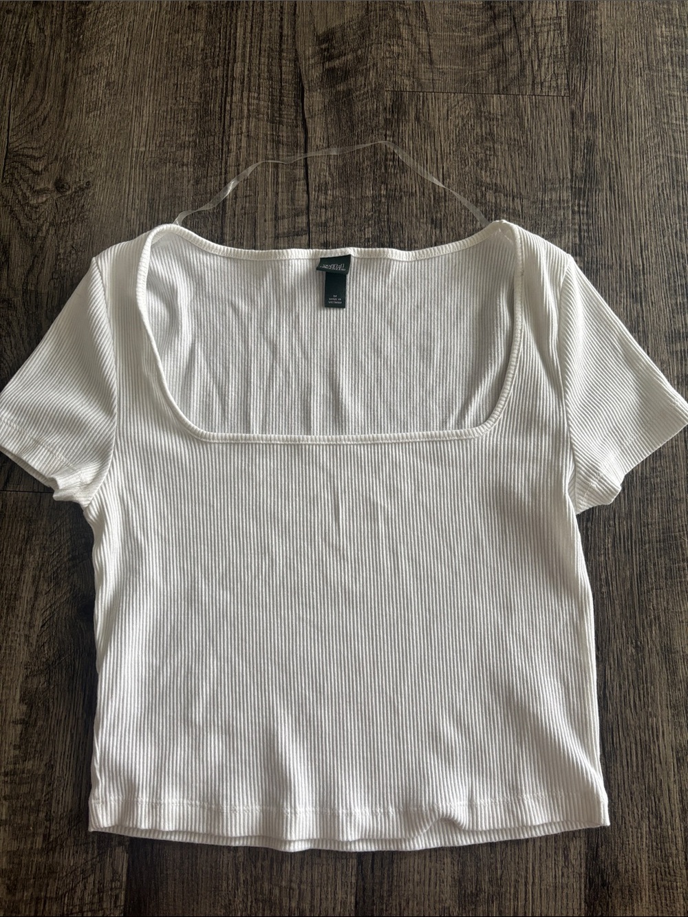 a new fable White Ribbed Square Neck crop top